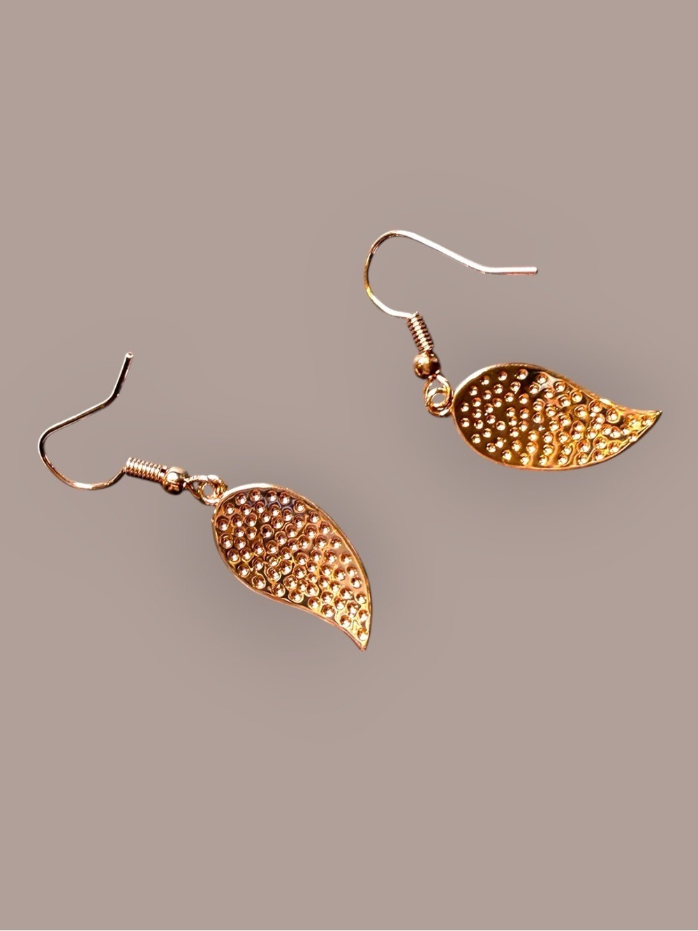18K Rose Gold Plated Simulated Opal Leaf Earrings - Picture 4 of 4